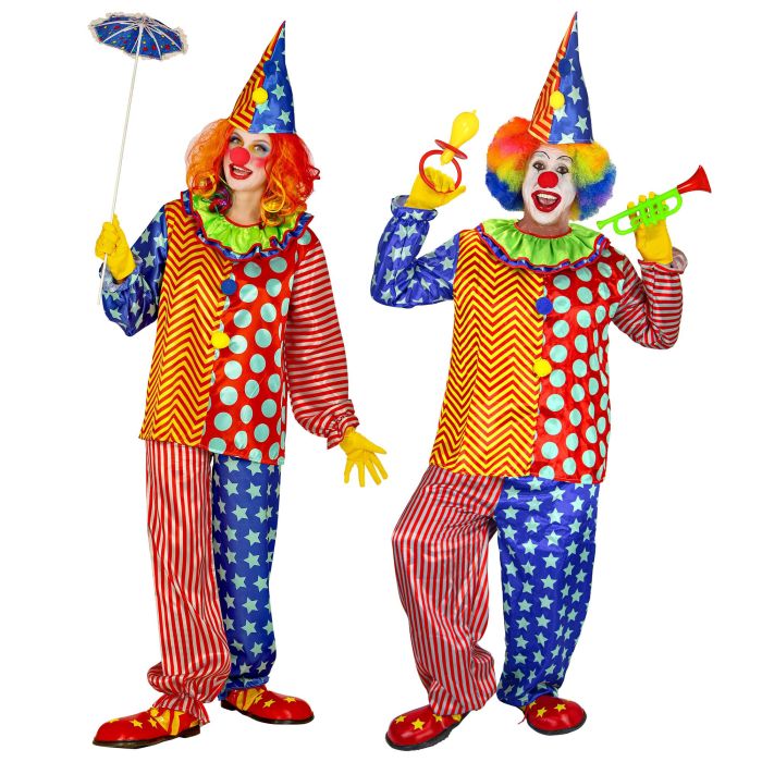 Adult Clown Costume with Ruff Collar