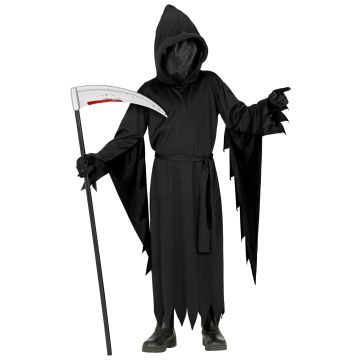 Black cape for boys with faceless mask and belt