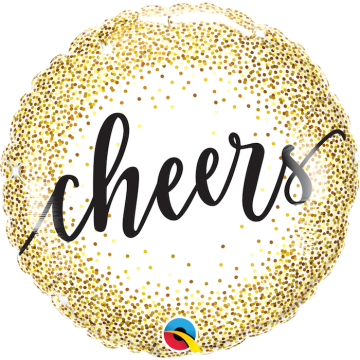 Round gold dotted cheers foil balloon - 45 cm