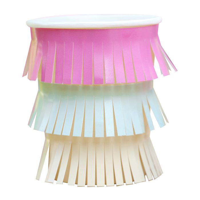 Hawaiian paper cups with fringes 8x - 265 ml