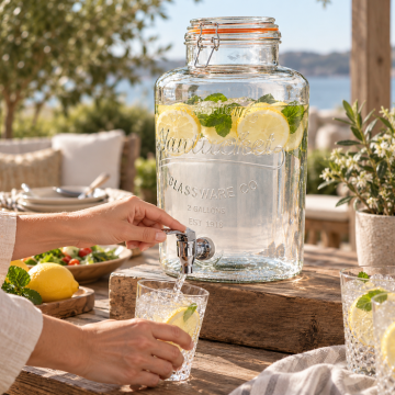 Deluxe Glass Dispenser with Metal Tap 8 Litres