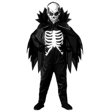 Black Skeleton Costume for Boys with Cape