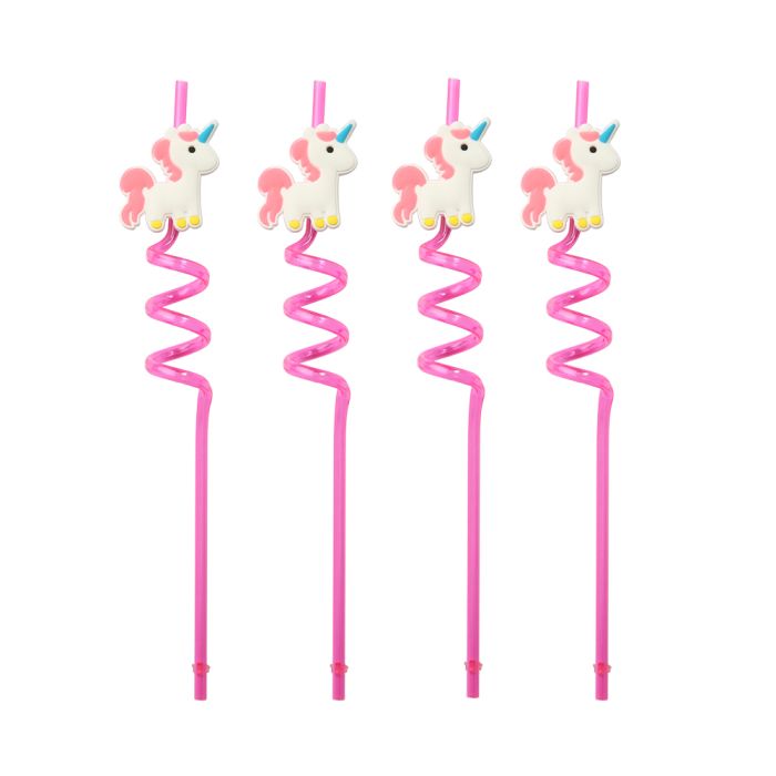 Unicorn straws pink reusable 4x