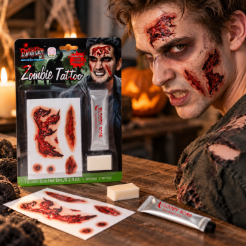 Zombie fake blood tattoos
