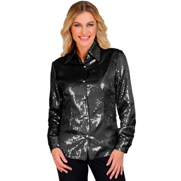 Black sequin shirt for women