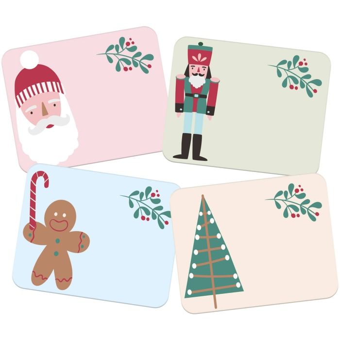 Gift tags with Christmas motifs 50x - 50x40 mm mix