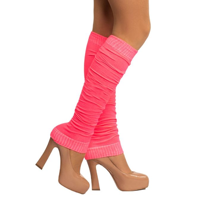 One-size neon pink leg warmers for women