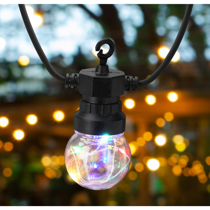 Multi-coloured light string with 20 bulbs 9.5 m