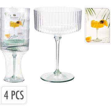 Cocktail Glasses 4 pcs. in Coupe Shape with Light Green Stem