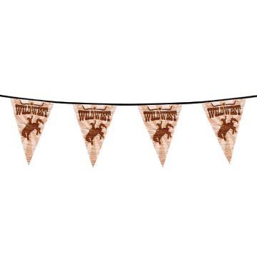 Cowboy wild west plastic pennant garland - 6 m