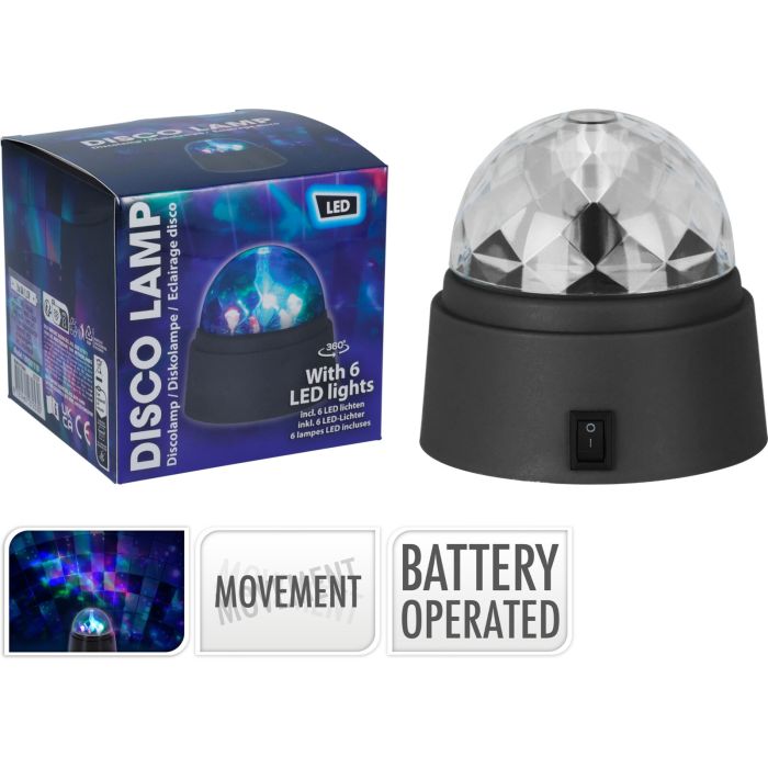 Disco Lamp with 6 LED Lights in Green, Blue, and Red