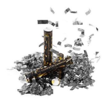 Silver confetti tube 40 cm PartyVikings - Metallic Rectangle