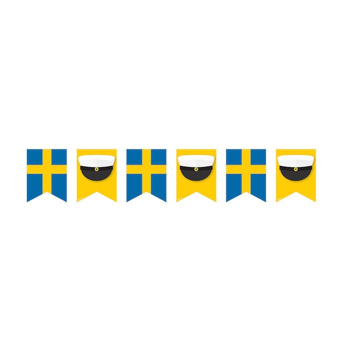 Swedish student flag bunting - 20cm x 4 meters