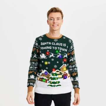 Christmas Sweater Santa Claus is coming to town with LED