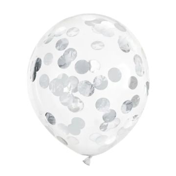 Balloons with round silver confetti 6x - 30 cm