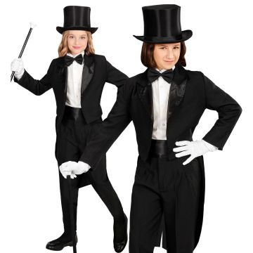 Black dress jacket for children with satin collar
