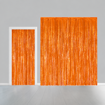 Orange Glitter Curtain - 100 x 240 cm