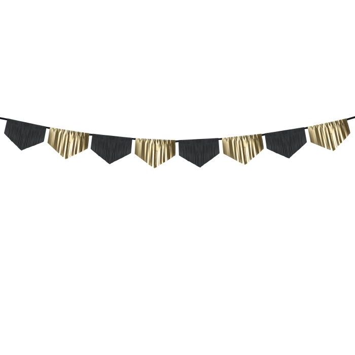 Black and gold foil fringe garland - 3 m