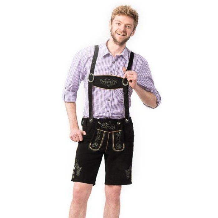 Tyrolean lederhosen trousers Gustav short black