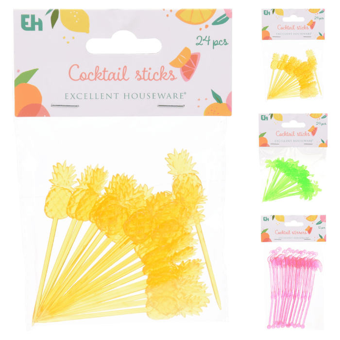 Cocktail sticks Hawaii motifs 24x - 8 cm