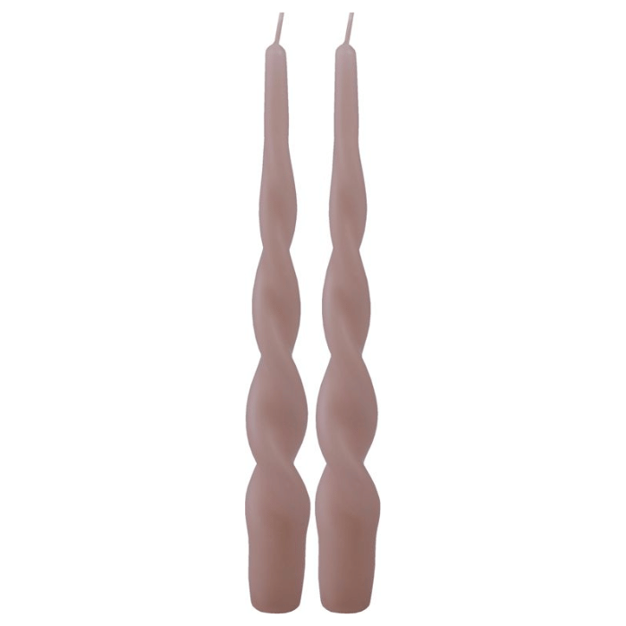Twisted taper candles sand 2x - 24 cm