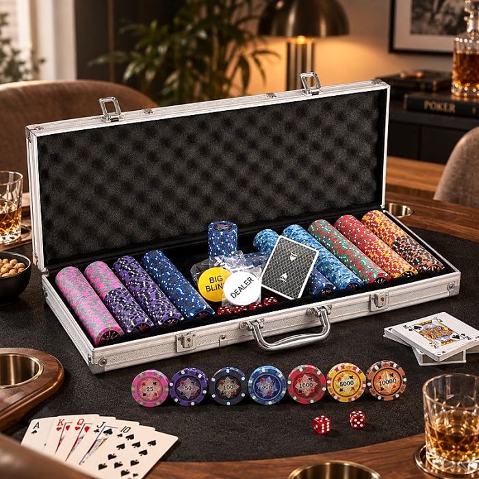 Poker Set 500 Royal Flush Chips 14g. Aluminium Case High Stakes PartyVikings 
