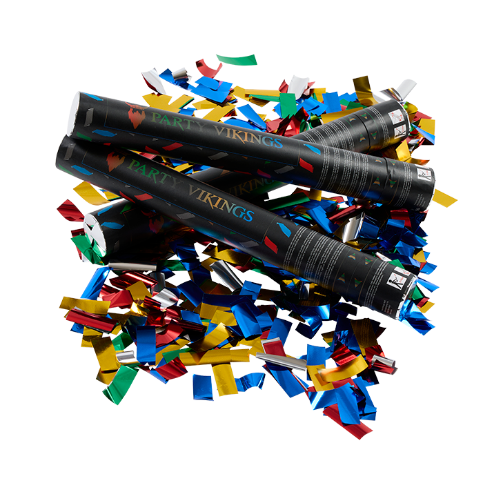 Multicoloured confetti tube 40 cm PartyVikings Rectangular confetti