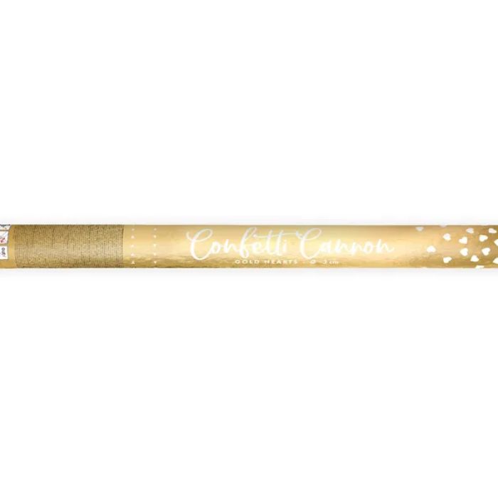 Confetti tube with gold hearts - 60 cm