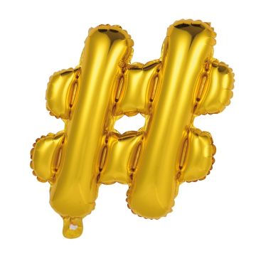 Hashtag # foil balloon in metallic gold 41 cm 