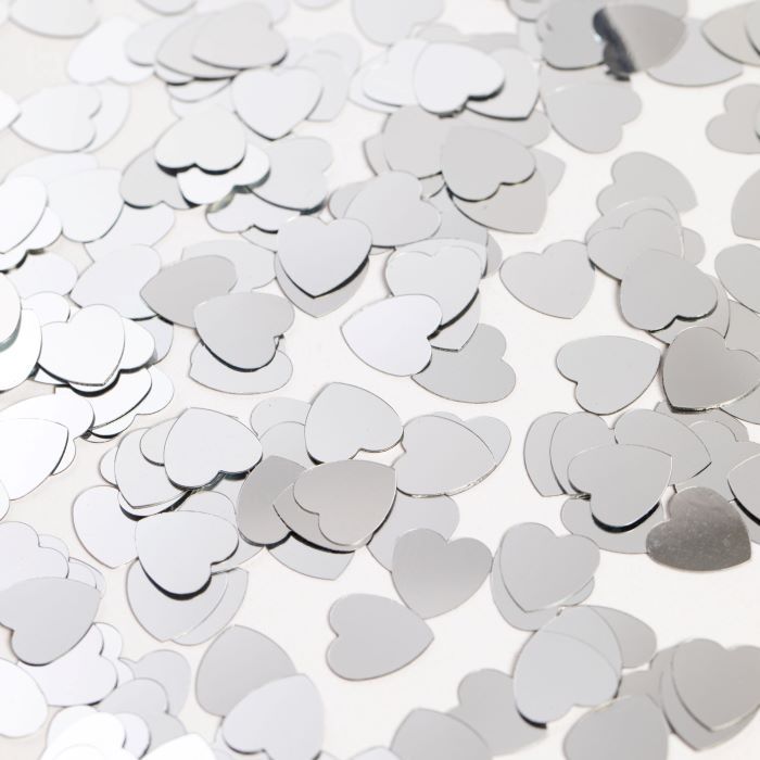 Silver heart table confetti - 14 g