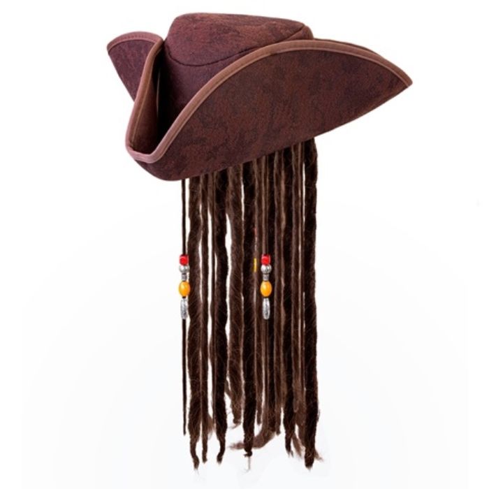 Pirate Hat with Brown Braids