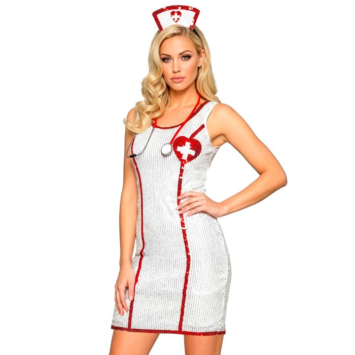 White Sequin Nurse Dress
