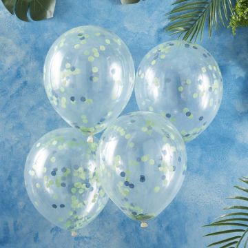 Blue & Green Confetti Balloon 5x - 30 cm