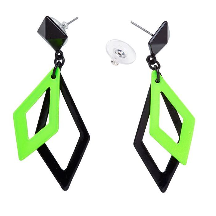 Neon 80s earrings green in square shape
