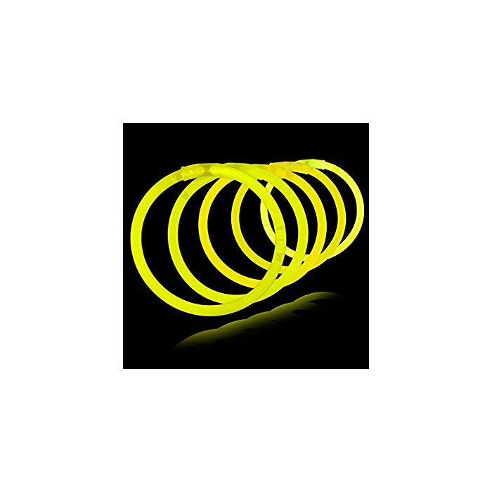 Gul knæklys 100x - Selvlysende armbånd