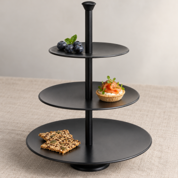 Tiered Stand in Matte Black Stainless Steel, 3 Tiers