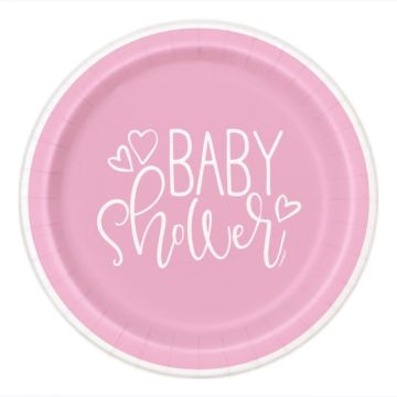 Baby Shower Paper Plates Pink Girl 8x