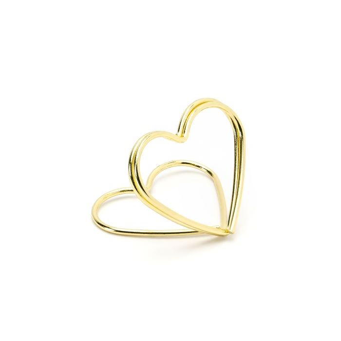 Gold-coloured heart place card holders 10x - 2.5 cm
