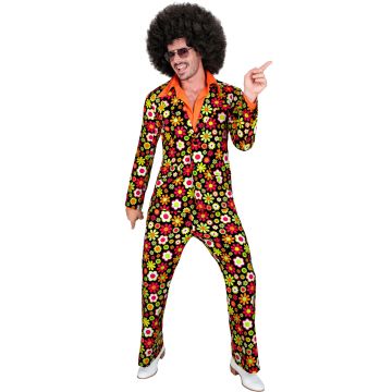 Flower-patterned suit costume in black