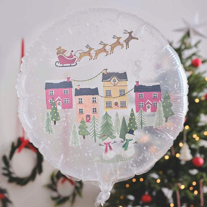 Christmas foil balloon snow globe 55 cm