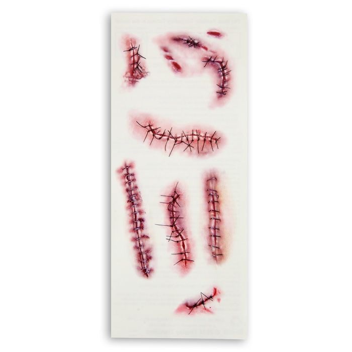 Temporary Tattoos with Wounds & Stitches 10x