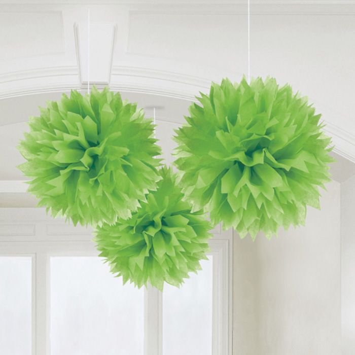 Green Pom Poms 3x - 40 cm
