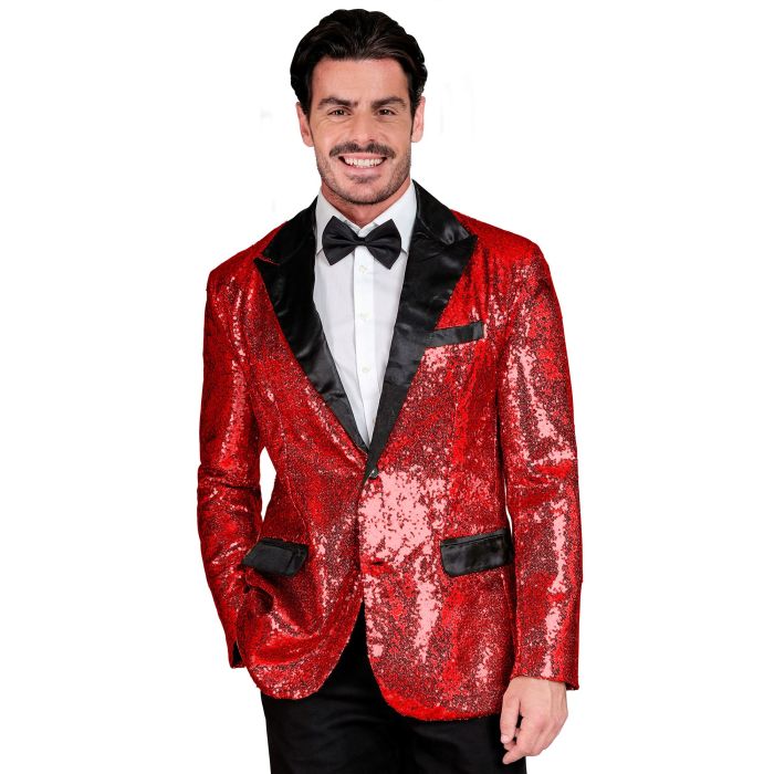 Red Sequin Jacket with Satin Details