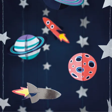 Ceiling decorations with planet and rocket designs 5x - 17-19 cm