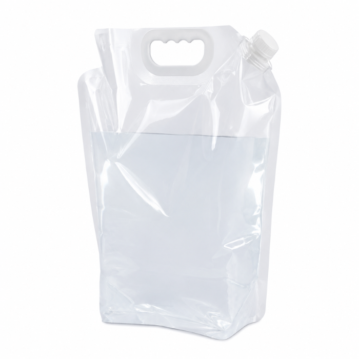 Foldable water bag 5 litre transparent