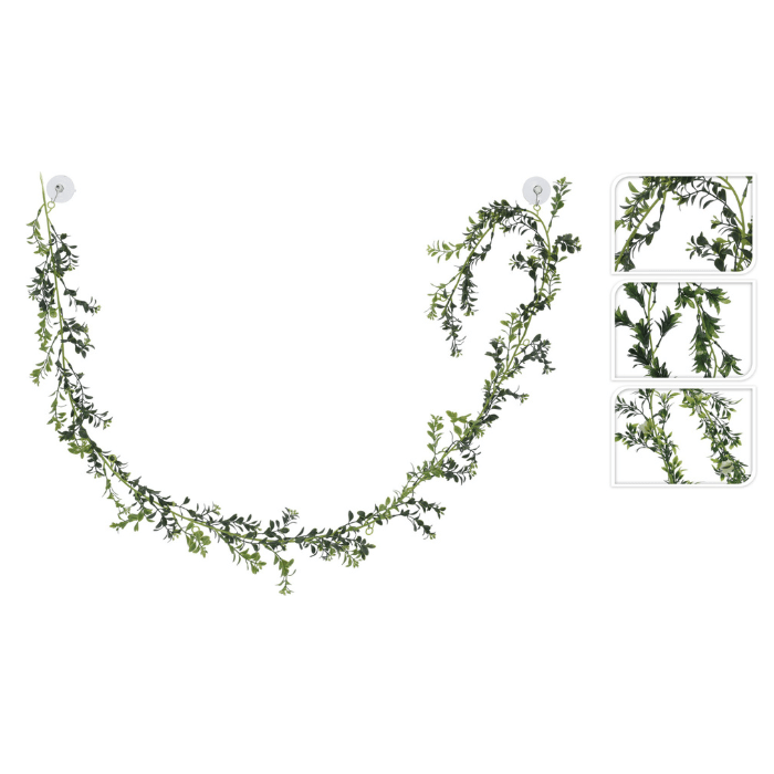 Artificial Leaf Garland with Flowers - 180 cm