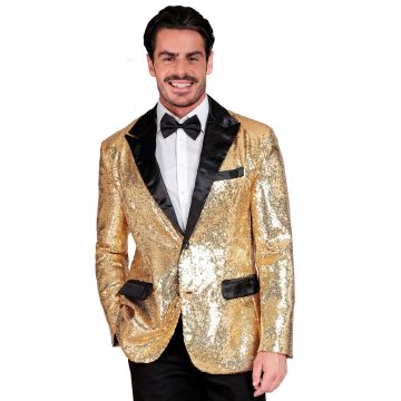 Gold Sequin Jacket with Satin Details
