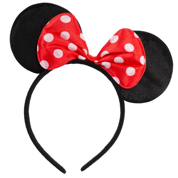 Minnie headband with polka-dotted red bow