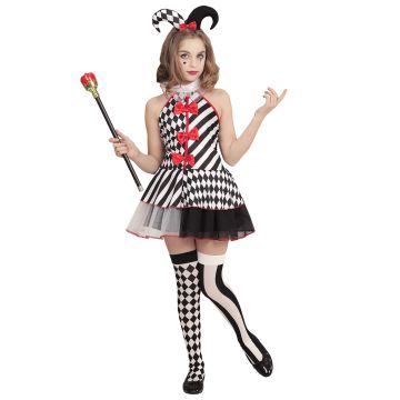 Harlequin costume with dress for girls