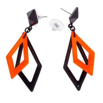 Neon orange 80's geometric earrings